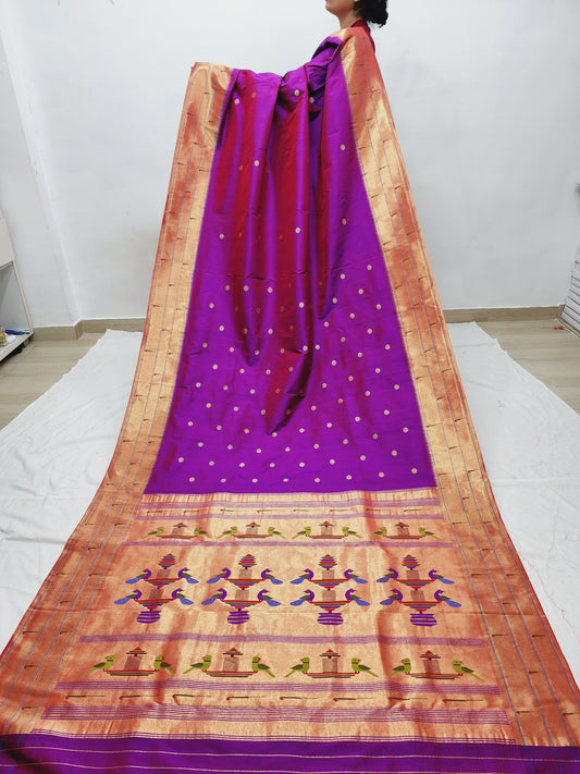 Triple Muniya Brocade Paithani