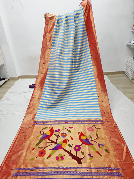 Triple Muniya Brocade Paithani