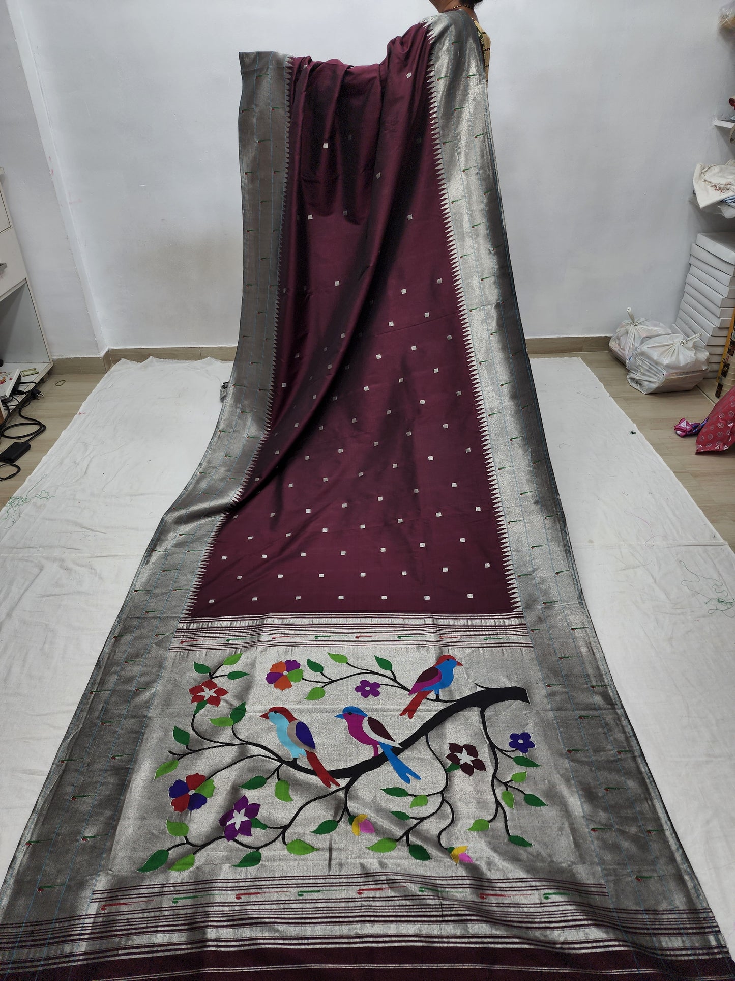 Triple Muniya Brocade Paithani