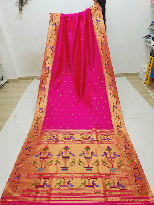 Peacock Parrots Brocade Paithani