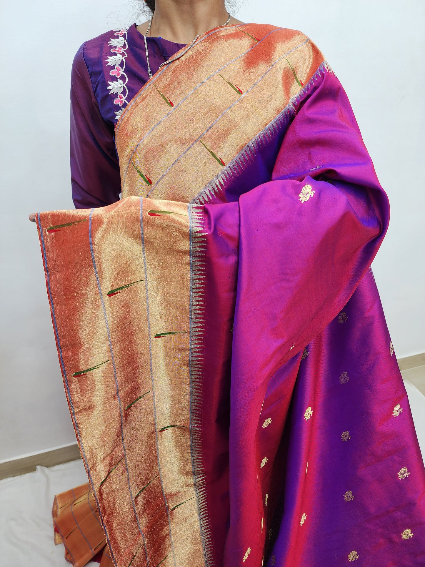 Triple Muniya Brocade Paithani