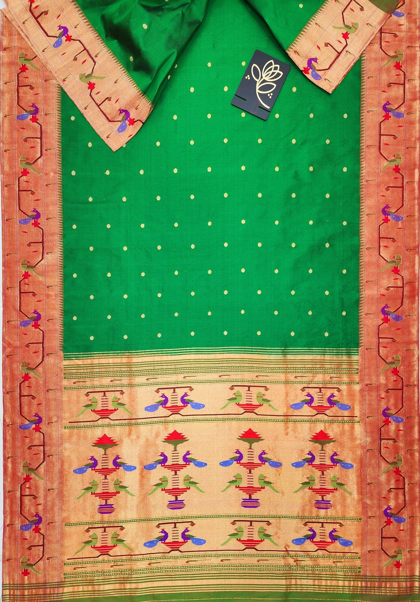 Peacock Parrots Brocade Paithani