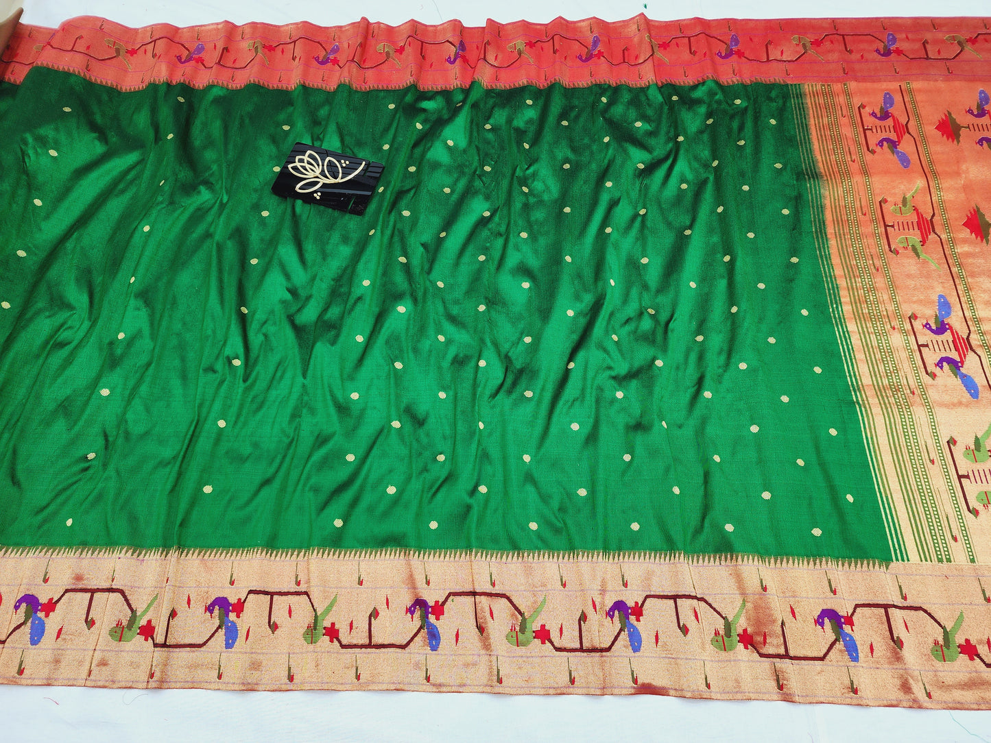 Peacock Parrots Brocade Paithani