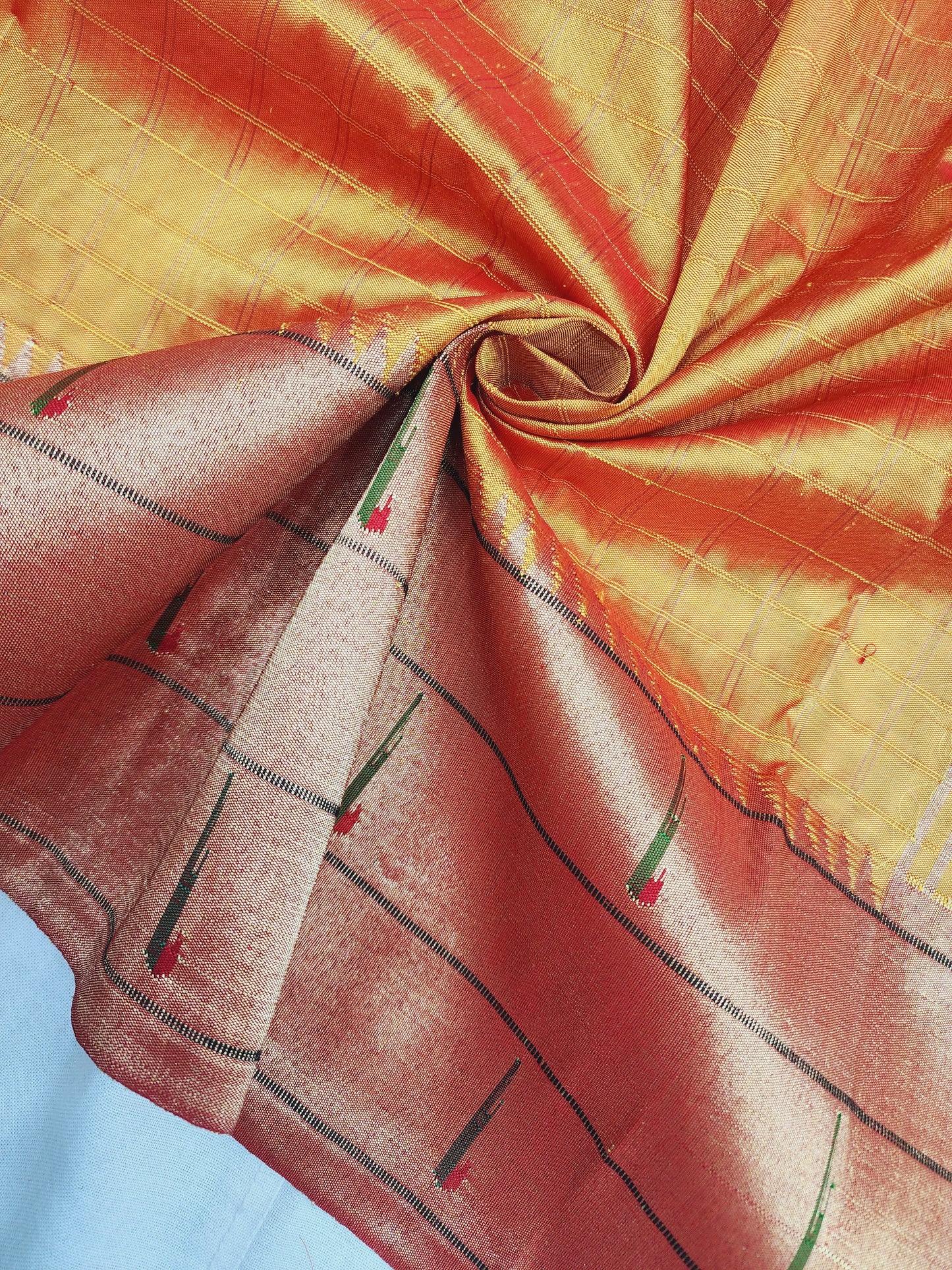 Triple Muniya Brocade Paithani