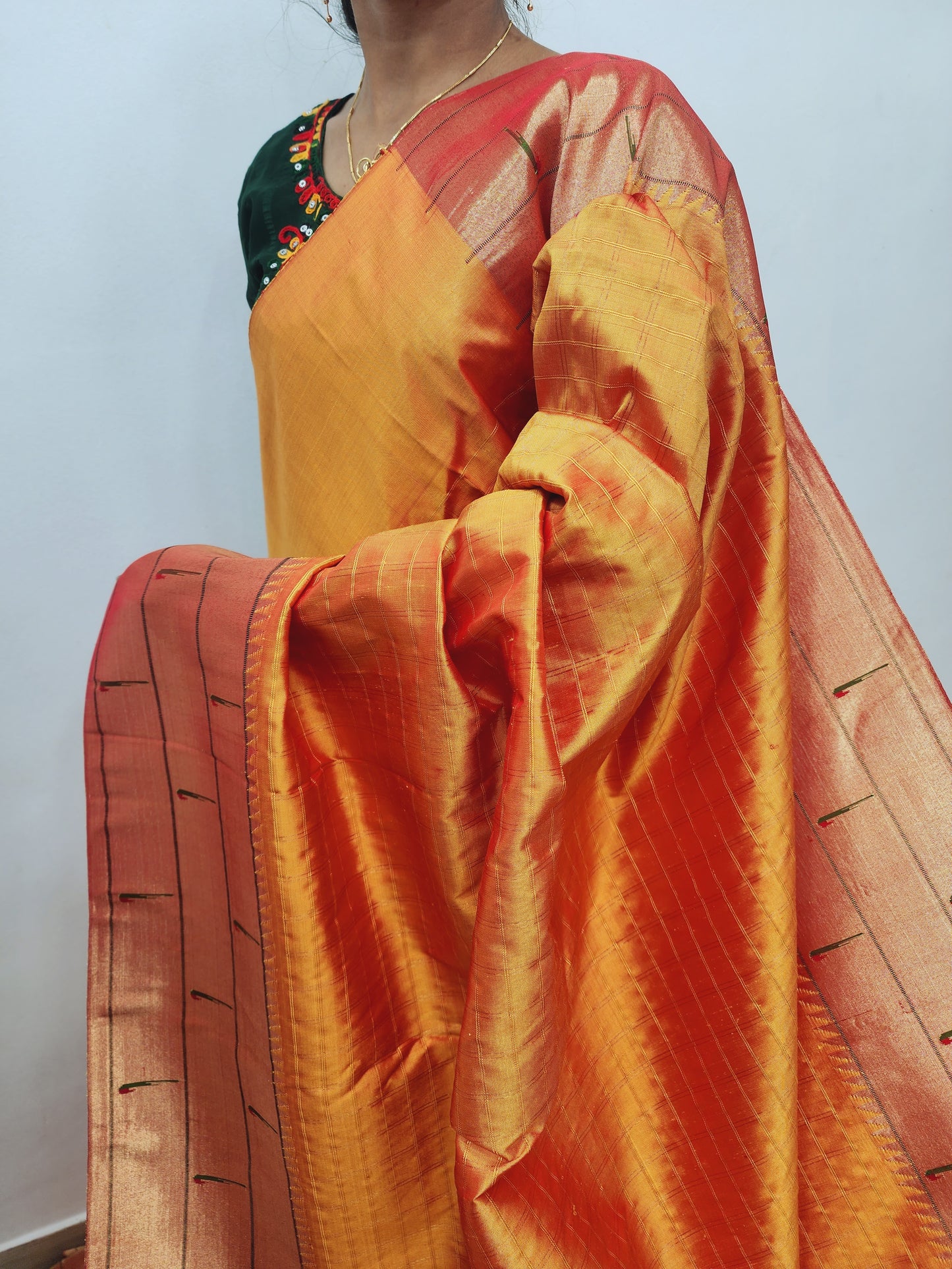 Triple Muniya Brocade Paithani