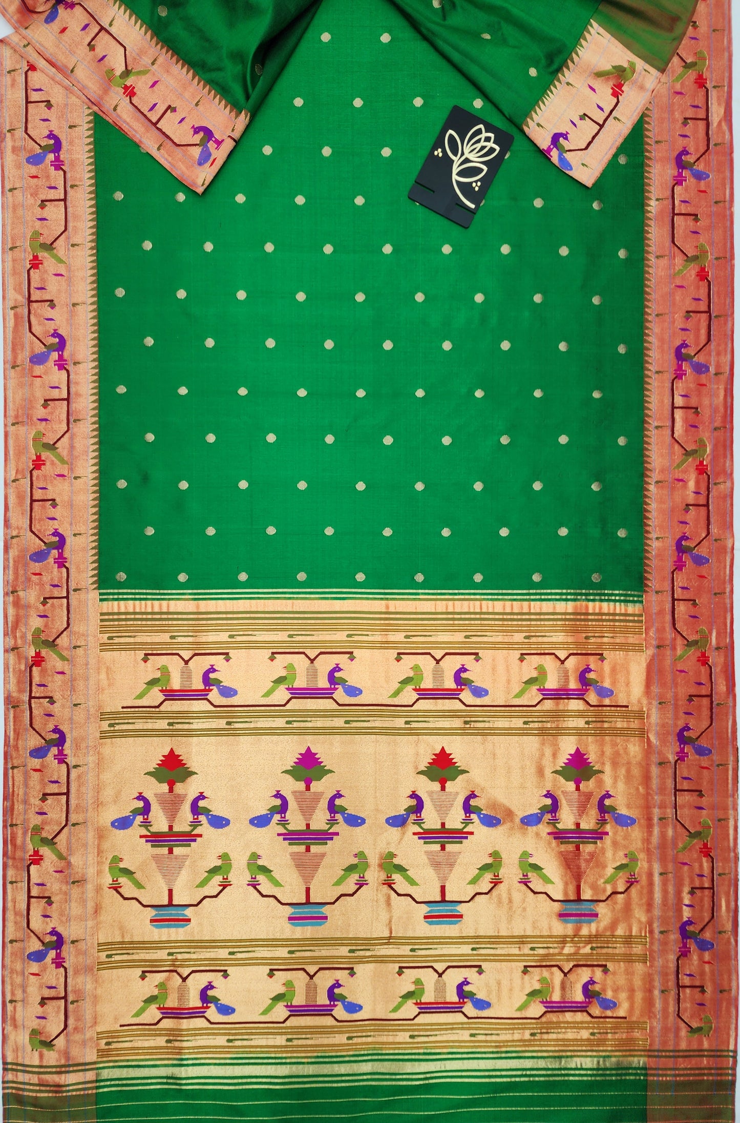 Peacock Parrots Brocade Paithani