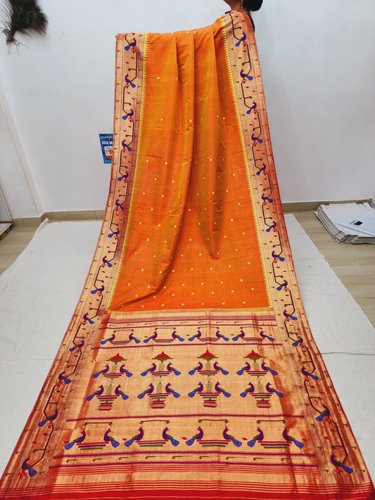 Peacock Parrots Brocade Paithani