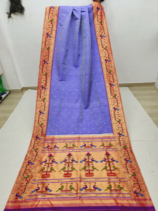 Peacock Parrots Brocade Paithani