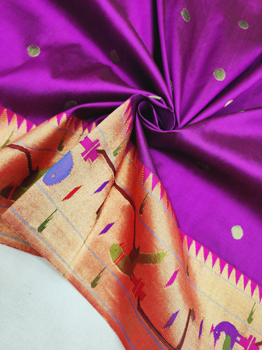 Peacock Parrots Brocade Paithani