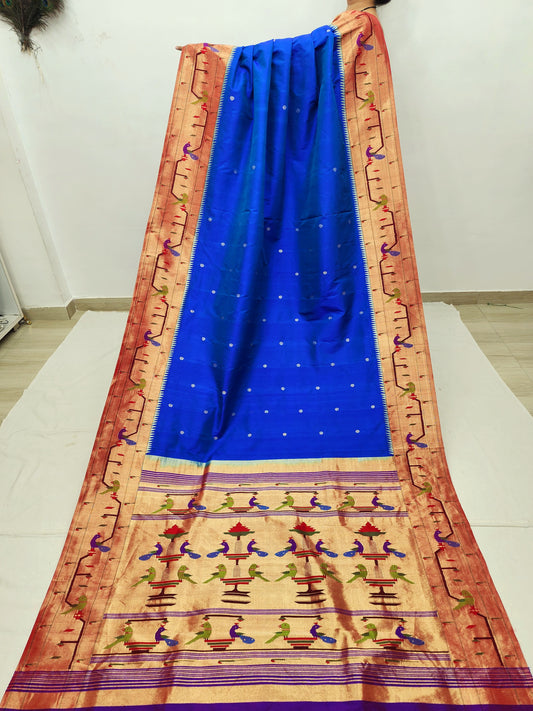 Peacock Parrots Brocade Paithani