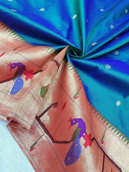 Peacock Parrots Brocade Paithani