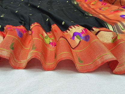 Peacock Parrots Brocade Paithani
