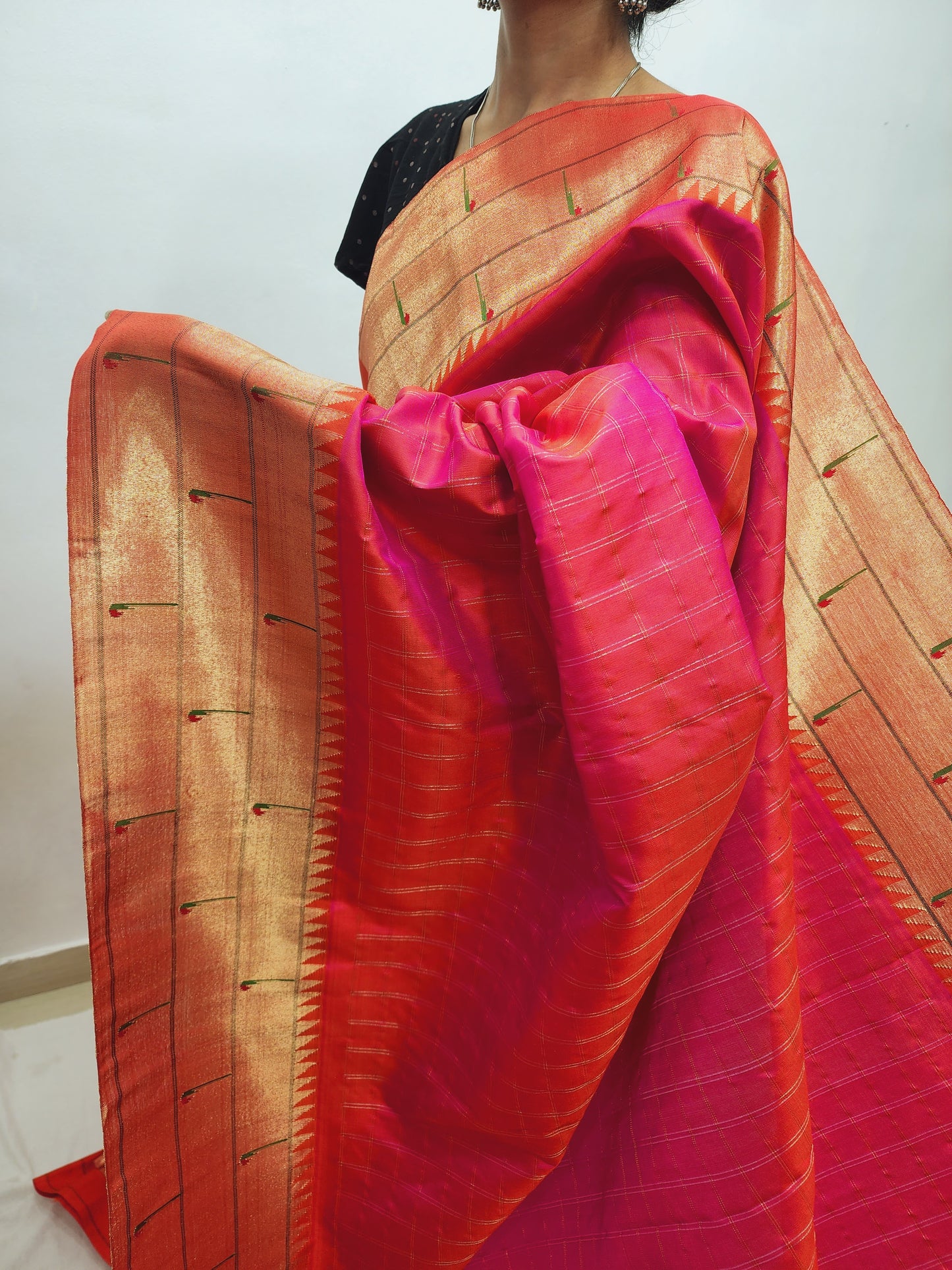 Triple Muniya Brocade Paithani