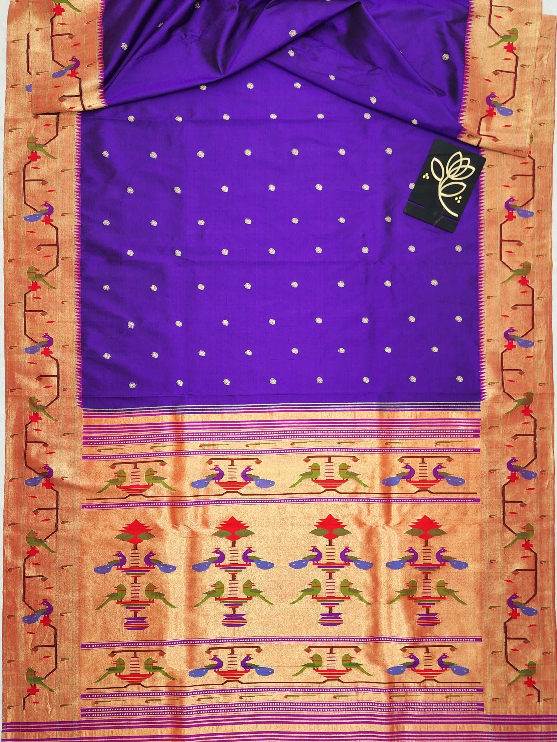 Peacock Parrots Brocade Paithani