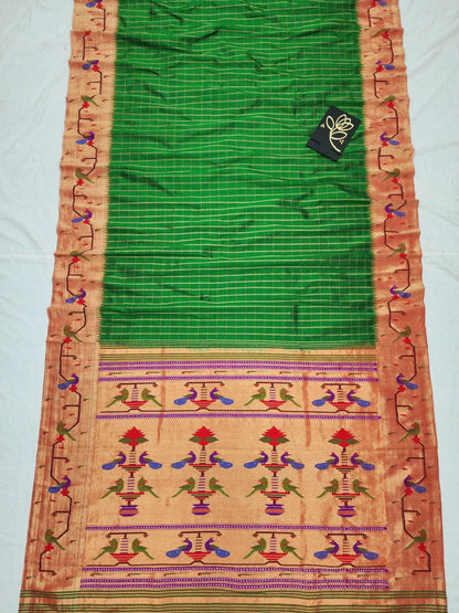 Peacock Parrots Brocade Paithani