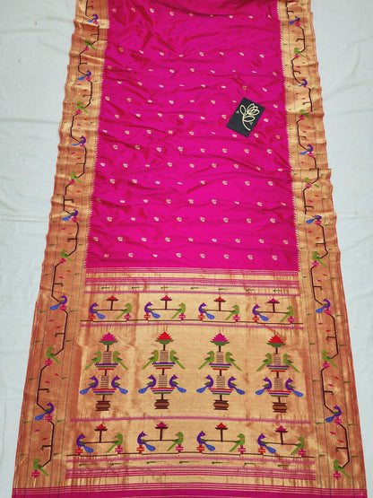 Peacock Parrots Brocade Paithani