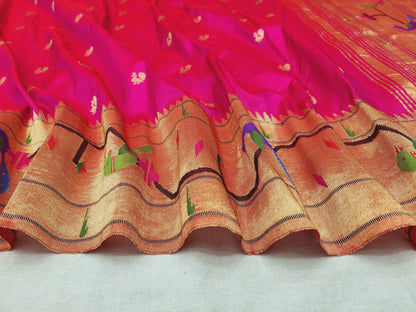 Peacock Parrots Brocade Paithani