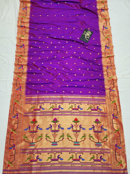 Peacock Parrots Brocade Paithani