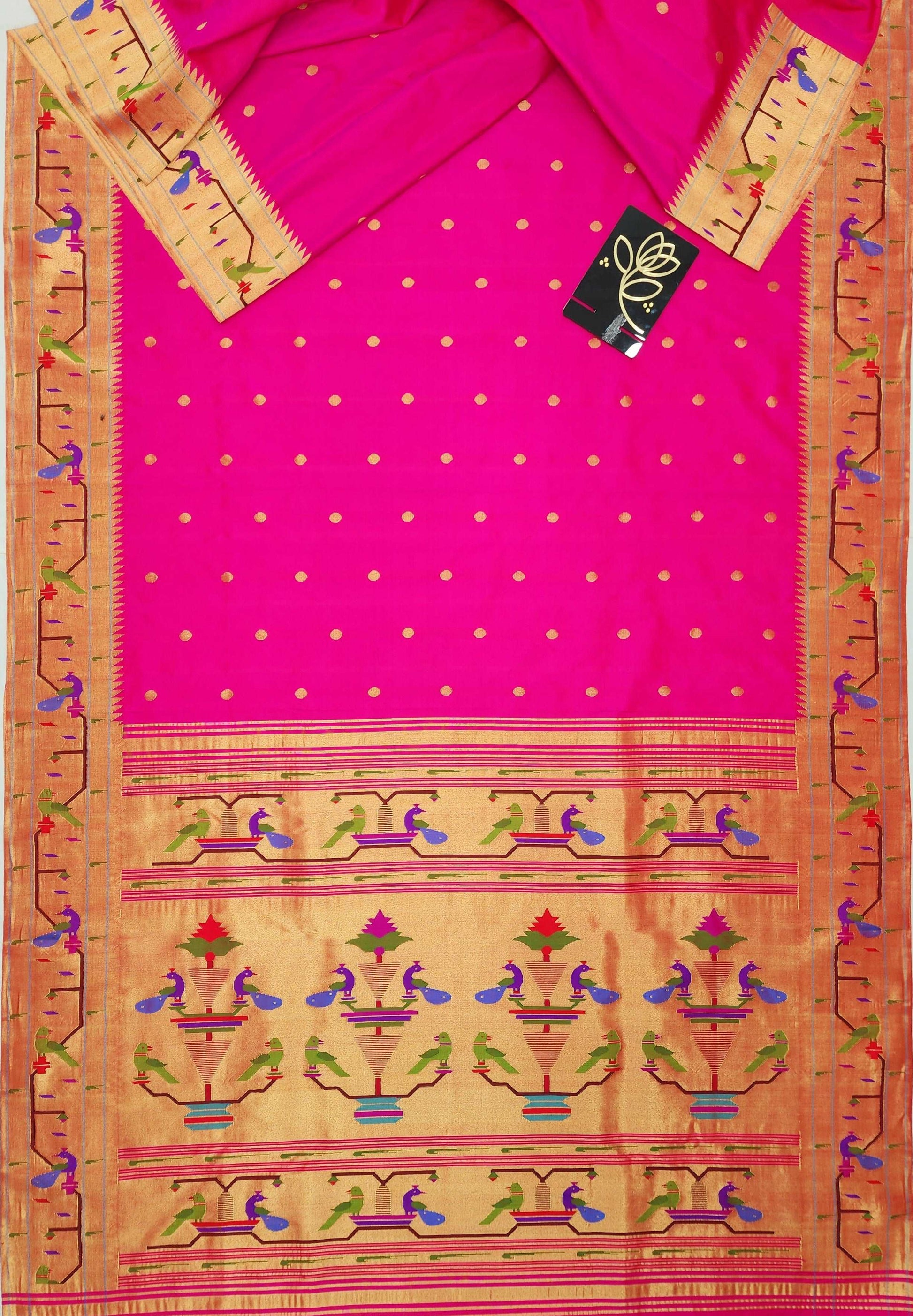 Peacock Parrots Brocade Paithani