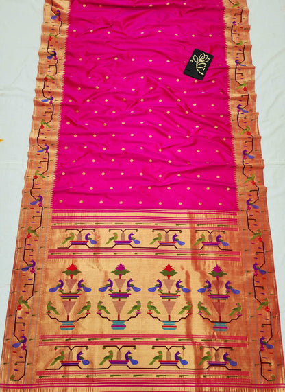 Peacock Parrots Brocade Paithani