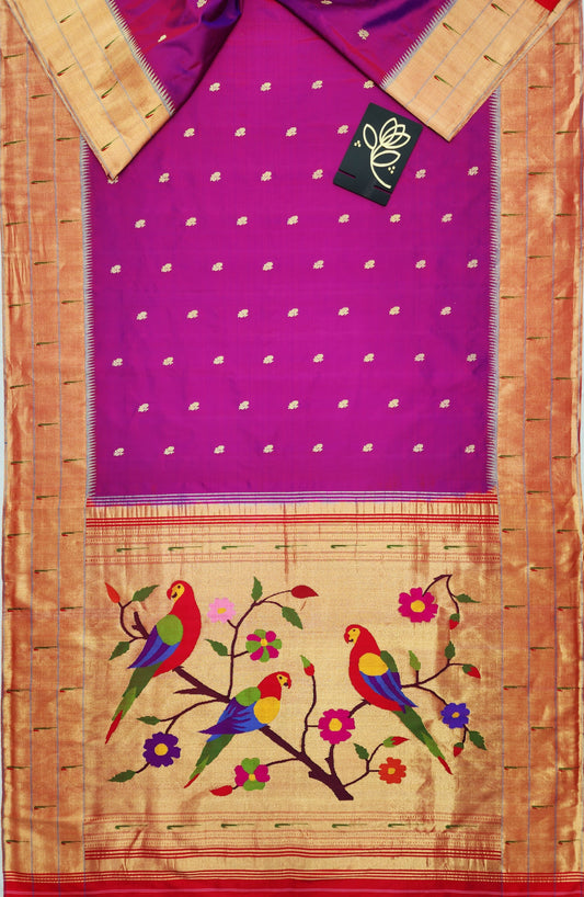 Triple Muniya Brocade Paithani