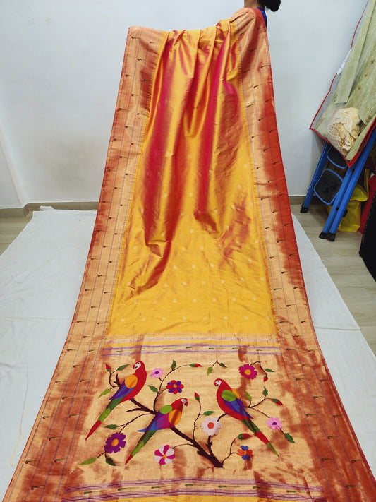 Triple Muniya Brocade Paithani