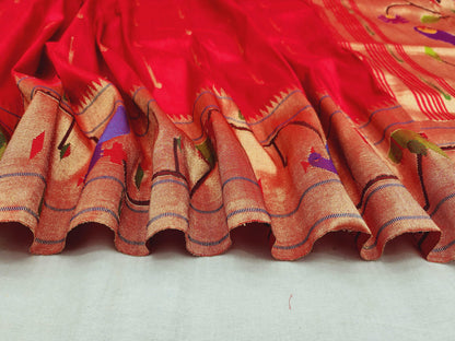 Peacock Parrots Brocade Paithani