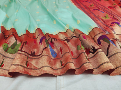 Peacock Parrots Brocade Paithani