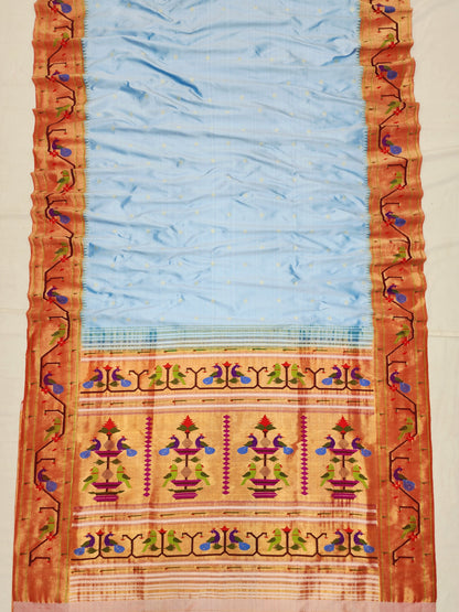 Peacock Parrots Brocade Paithani