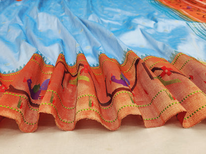 Peacock Parrots Brocade Paithani