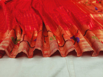 Peacock Parrots Brocade Paithani
